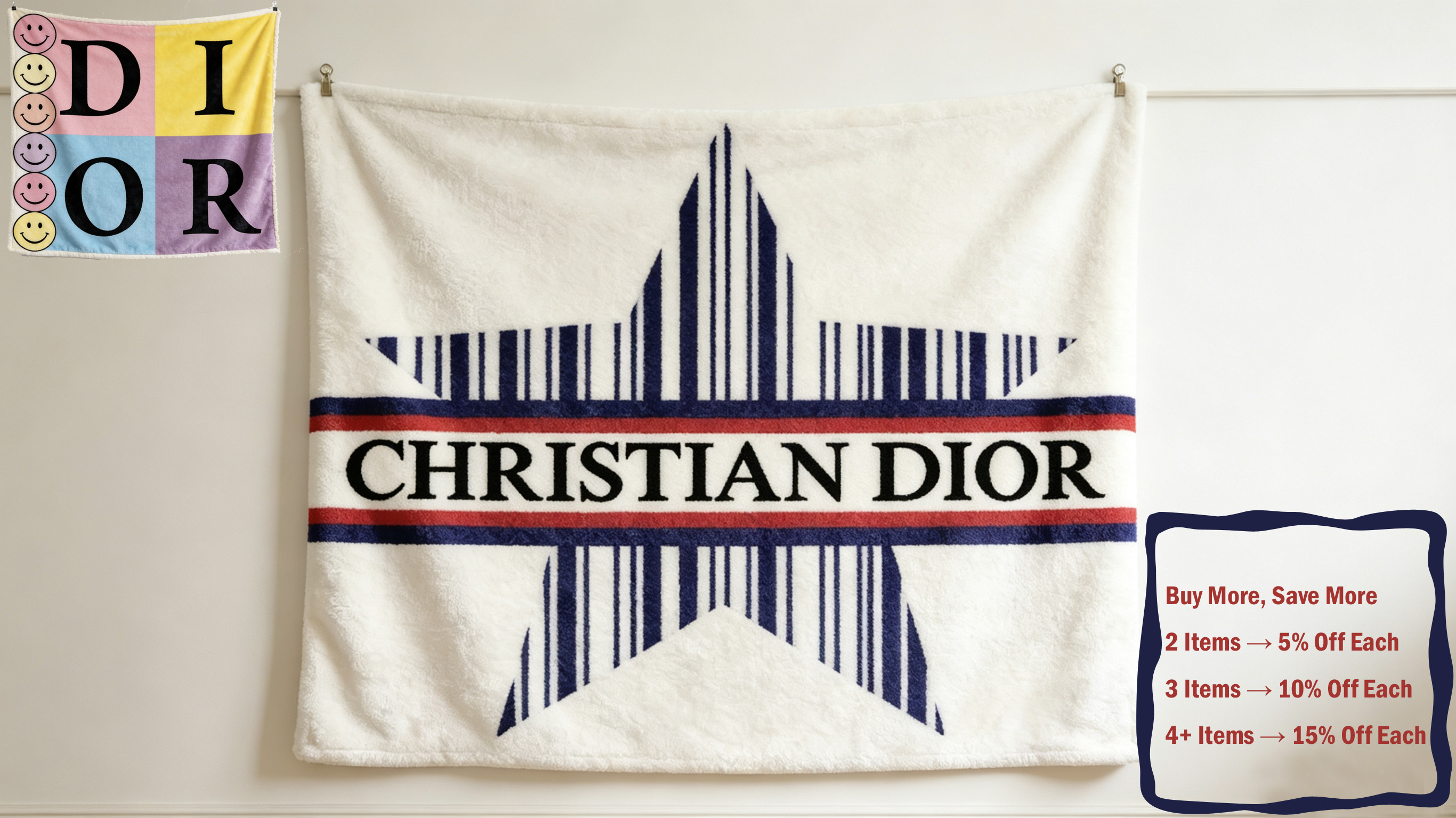 Christian Dior Flannel Throw Blankets